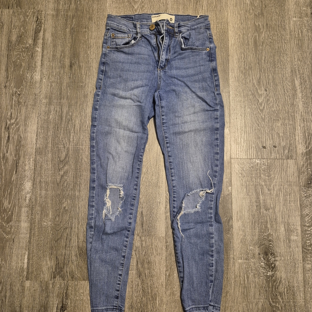 Garage Light Blue Distressed Skinny Jeans